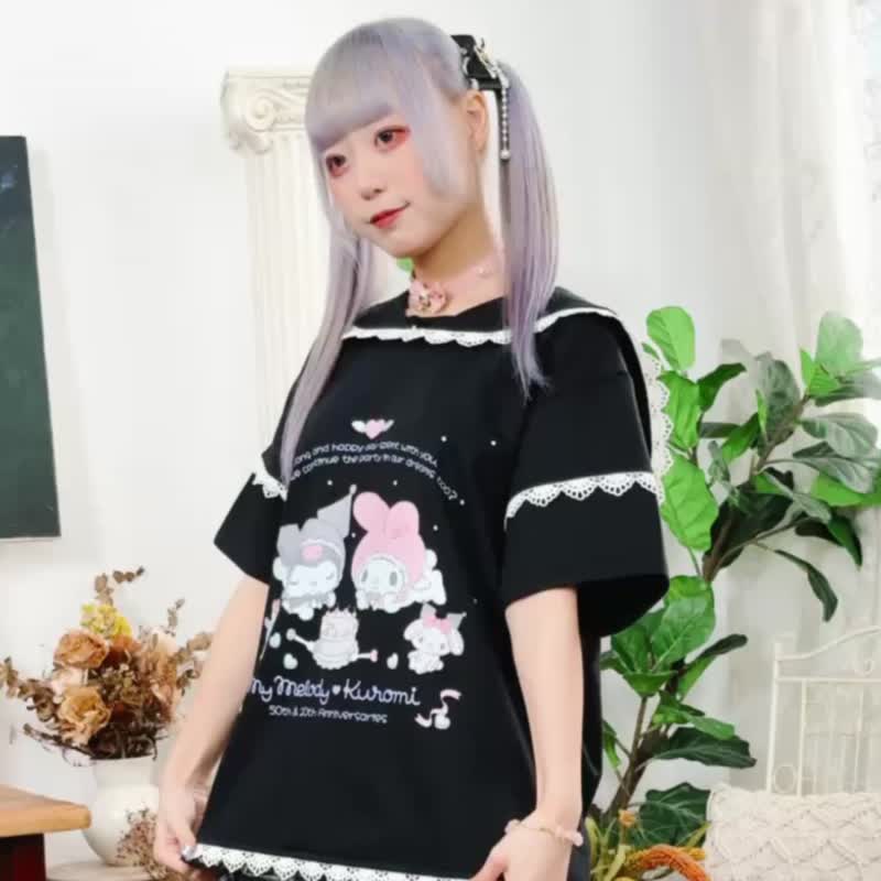 原創三麗鷗SANRIO授權酷洛米與美樂蒂周年紀念短袖水手服JJ5092 - 女 T 恤 - 棉．麻 