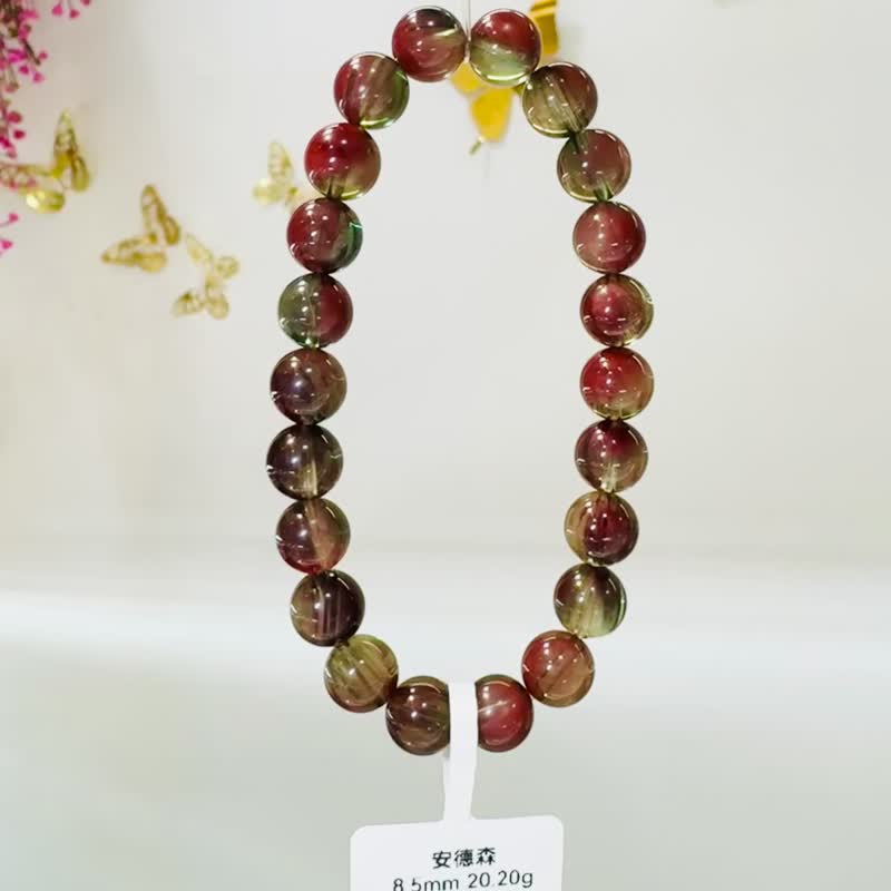 畢業級安德森長石水晶8.5mm20.20g多色晶體提高洞悉力開發潛能力 - 手鍊/手環 - 水晶 粉紅色