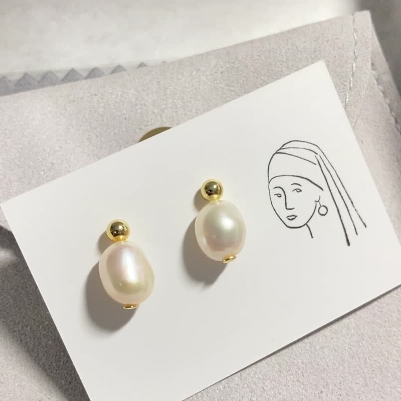 Baroque - Elegant Freshwater Pearl 925 sterling silver earrings - ต่างหู - เงินแท้ สีม่วง