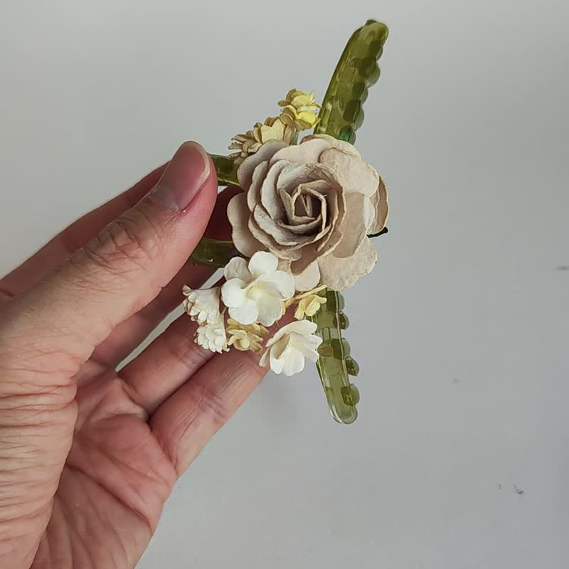 Wedding, Paper flower hair clip, centerpieces, hair accessories, hair decoration - 髮夾/髮圈 - 紙 粉紅色