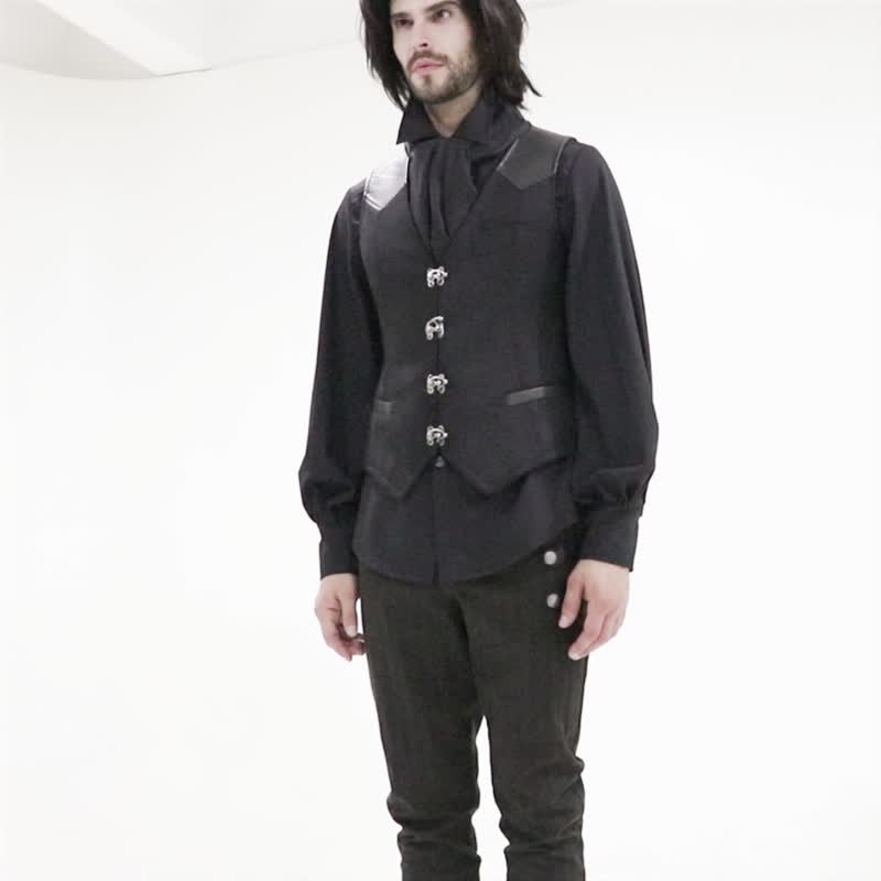 英倫蒸汽龐克背心 - 男背心 - 其他材質 黑色