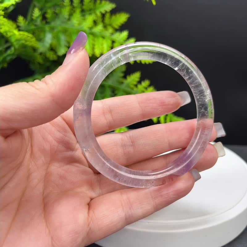 紫超七水晶手镯 52MM 冰透星光彩虹閃片 飄紫超級能量七水晶 魅力 - 手鍊/手環 - 水晶 