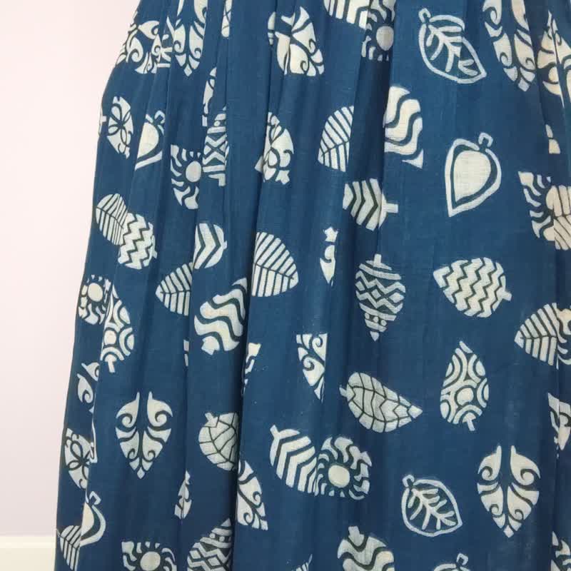 Leaf Skirt - Printed Creative Leaf Comfy Skirt - Skirts - Cotton & Hemp Blue