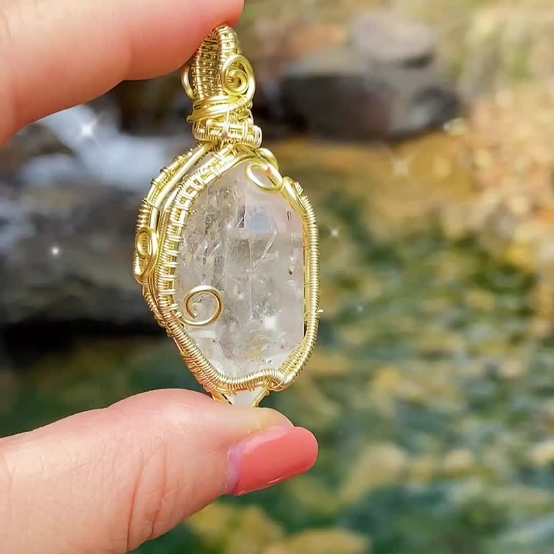 【淨化水晶】天然透體閃靈鑽項鍊 / 原石水晶 - 項鍊 - 寶石 白色