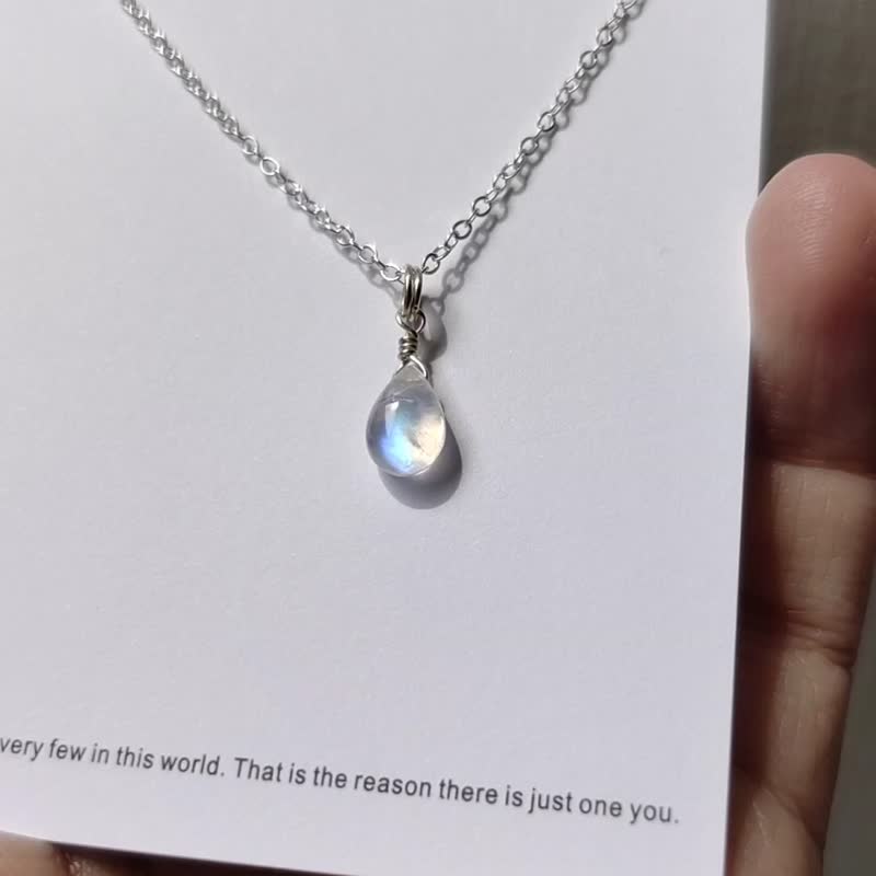 SV925/14KGF Genuine Rainbow Blue Moonstone Necklace, Adjustable