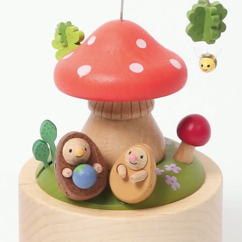 【Hedgehog】Mini-Music Go Round Music Box | Wooderful life - Items for Display - Wood Multicolor