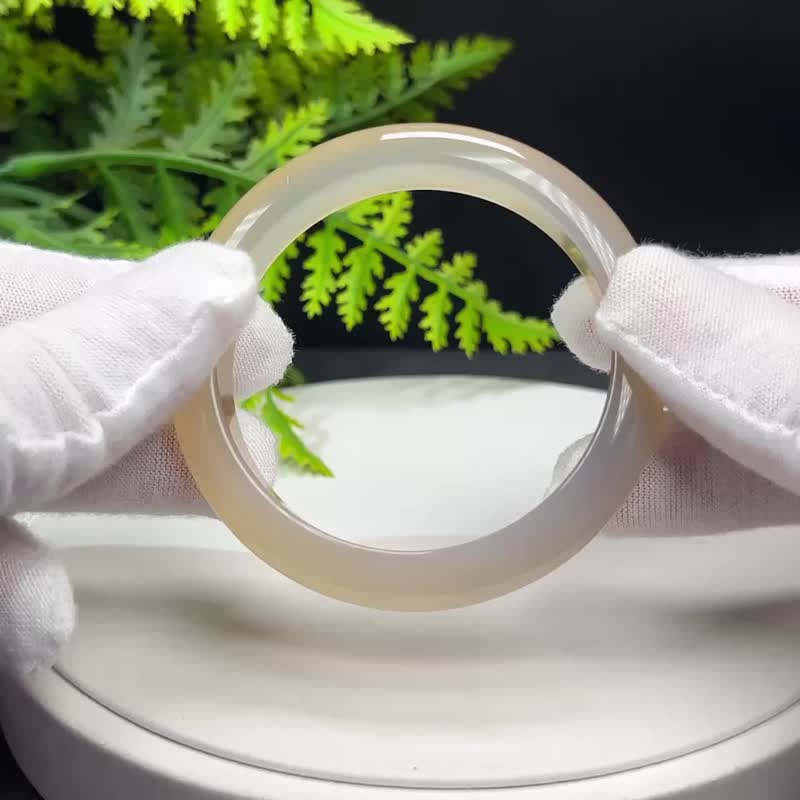 精品 漸變香檳金灰瑪瑙手鐲 52MM 冰潤起光玉髓手環 平衡正負能量 - 手鍊/手環 - 半寶石 