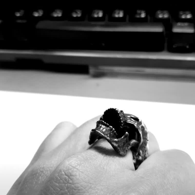 925戒指 骷髏 skull 男 戒指 silver rings - 戒指 - 純銀 銀色