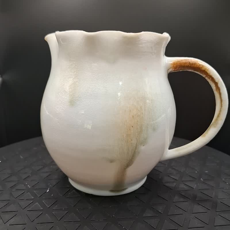柴燒白瓷茶海公道杯 台灣自然 乾燥花 聖誕裝飾 - 茶壺/茶杯/茶具 - 陶 白色