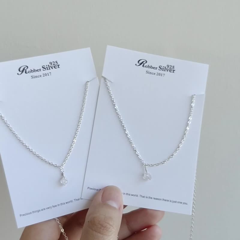 SV925/ 14KGF AAA Dainty Herkimer Diamond Necklace, Adjustable, April Birthstone - สร้อยคอทรง Collar - คริสตัล สีใส