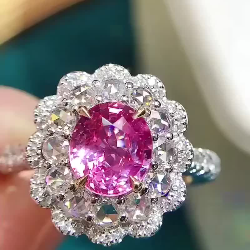 無燒帕帕拉恰戒指主石1.37ct - 戒指 - 寶石 