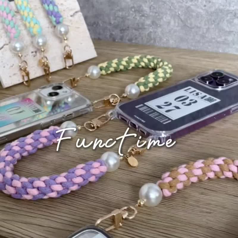 【Functime】Pearl popcorn hand-woven mobile phone wristband 30cm mobile phone - อุปกรณ์เสริมอื่น ๆ - ผ้าฝ้าย/ผ้าลินิน หลากหลายสี