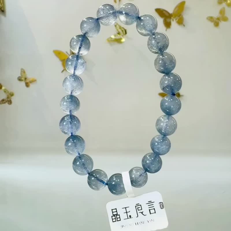 溫柔穩定藍兔毛水晶手珠9mm22.48g消除緊張增強說服力增加自信 - 手鍊/手環 - 水晶 藍色