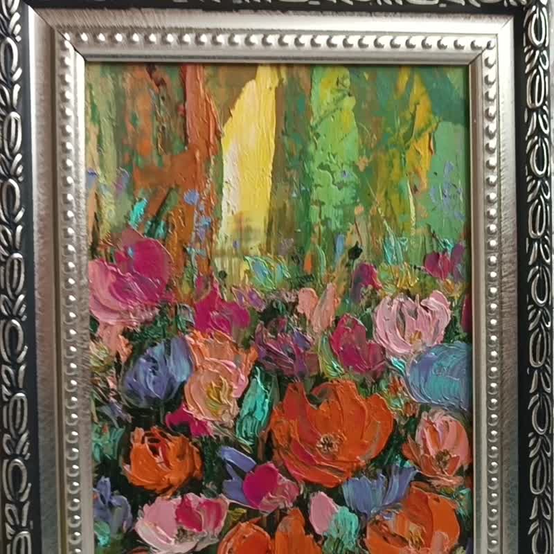 Original oil painting - Illuminated - oil on cardboard by Victoria Valuk - Wall Décor - Pigment Orange