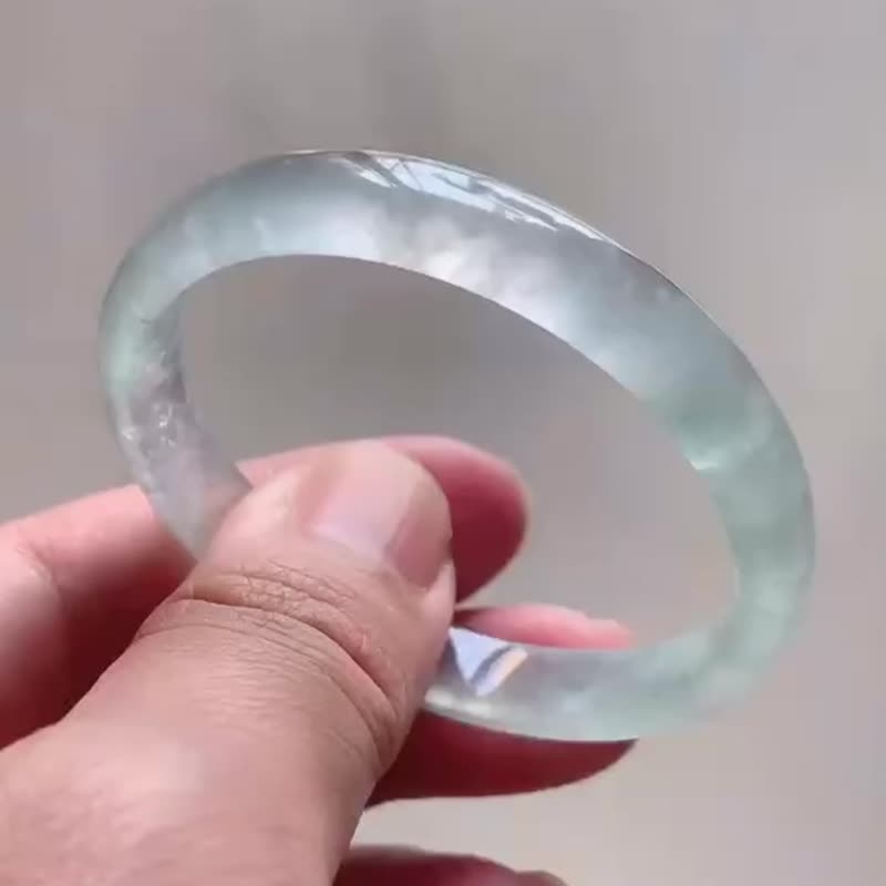 冰種 天然翡翠 緬甸 A玉 玉鐲 • 冰玻種翡翠福鐲 - 手鍊/手環 - 玉石 綠色