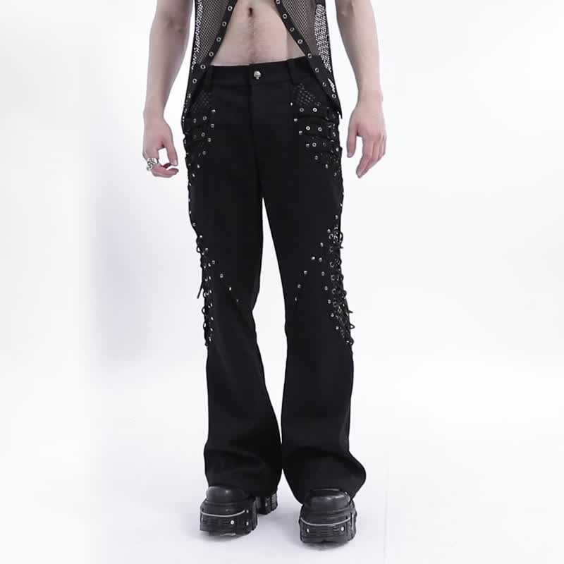 Pagan forest hunter split bell bottoms - Men's Pants - Other Materials Black