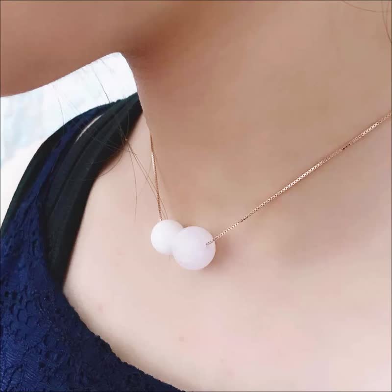 Giant Clam Pearl June Birthstone Diffuser Necklace Rose Gold S925 - Necklaces - Gemstone White