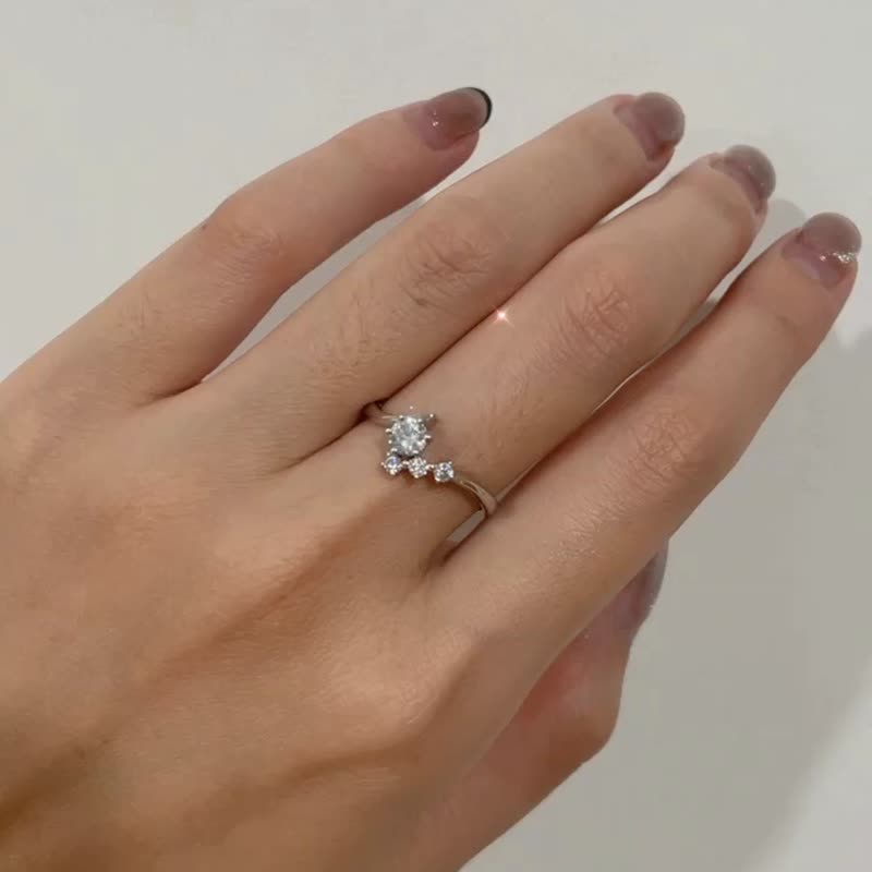 【求婚戒指】Iris 鑽石戒指 • 純銀厚鍍18K金 • 結婚鑽戒 - 戒指 - 純銀 銀色