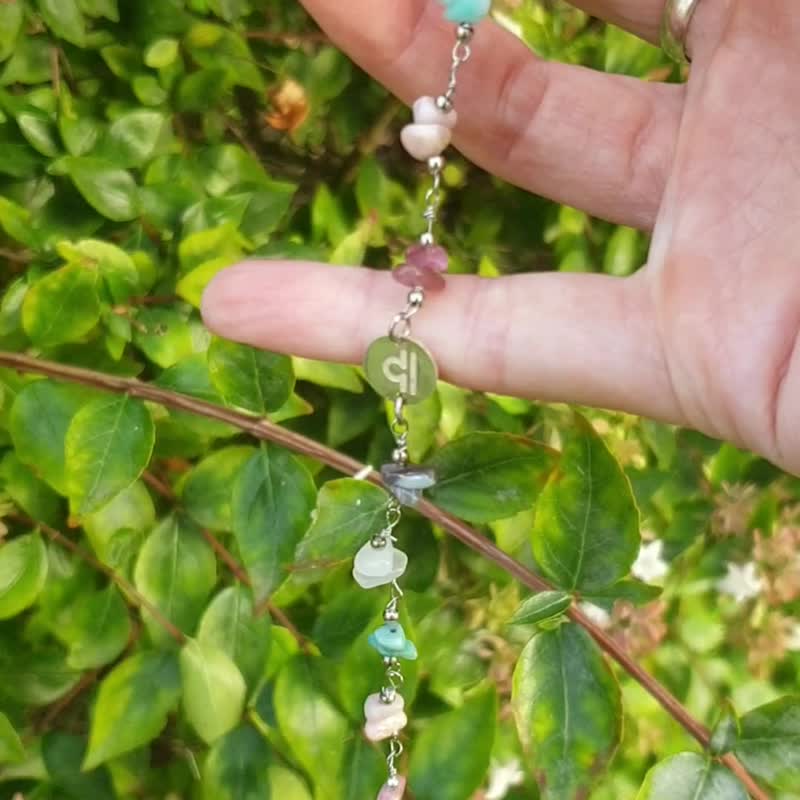 Libra gems bracelet: silver 925, Opal, Tourmaline, Agate, Amazonite - 手鍊/手環 - 水晶 多色