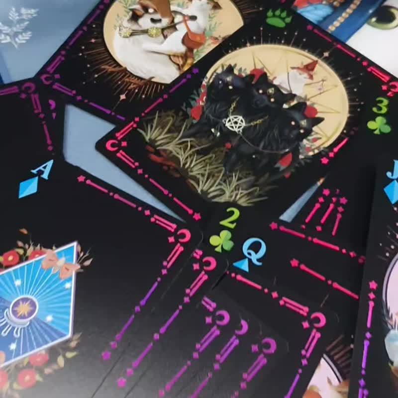 spell cat PVC Playing Card Black (korea genuine) - 桌遊/卡牌 - 塑膠 黑色