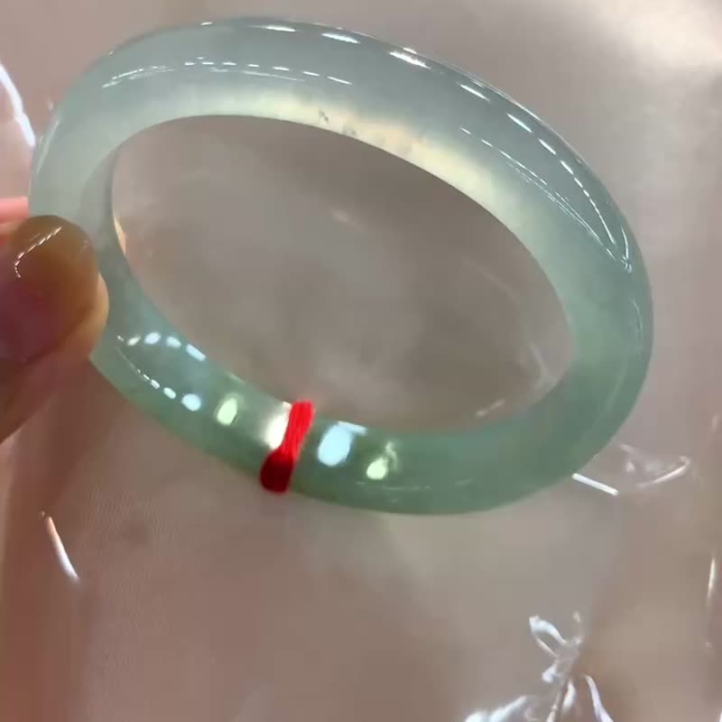 Ice type natural jadeite Burmese A jade bracelet • Ice type fluorescent jadeite concubine bracelet - Bracelets - Jade Green