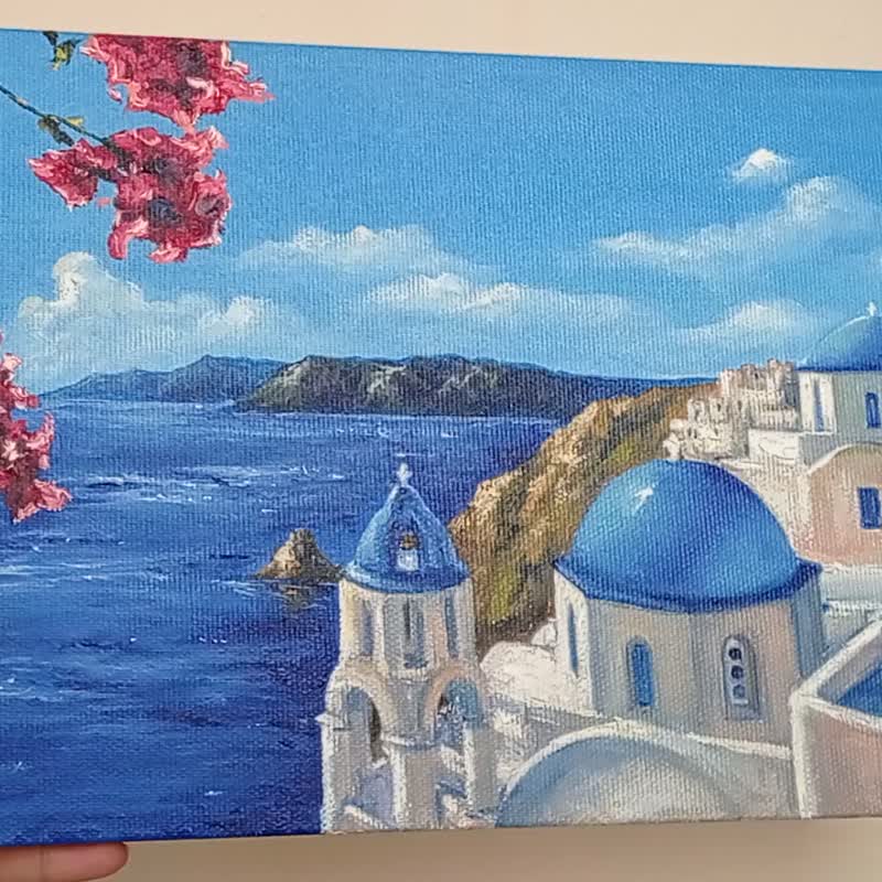 絵画 版画　鈴木新・イアの家並 ギリシア・サントリーニ島 　風景画　インテリア 鈴木新 絵画 (版画⁄ジクレー) イアの家並 ギリシア・サントリーニ島