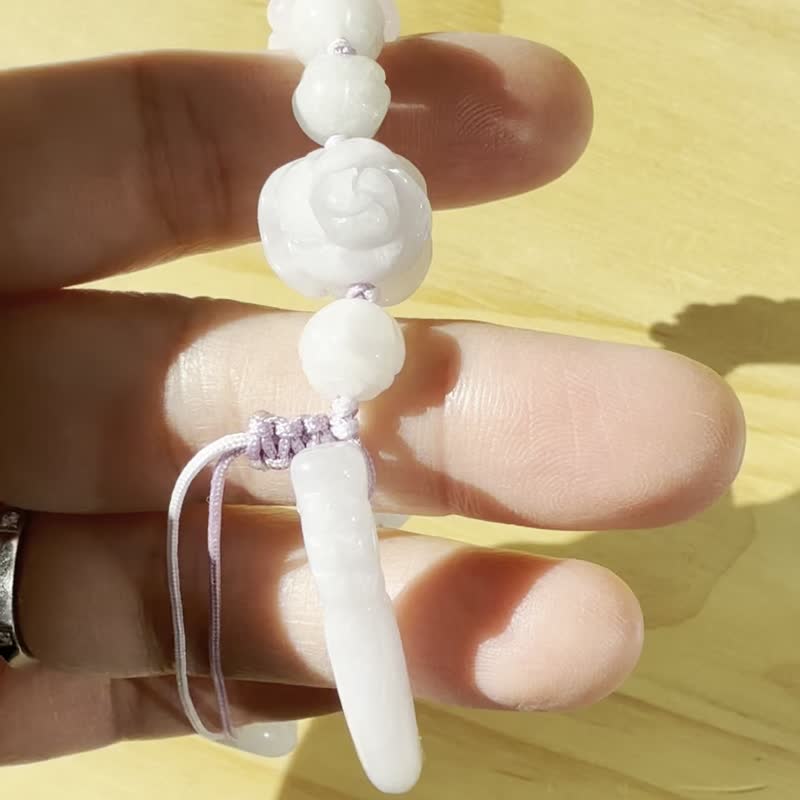 手工編織翡翠手鍊 — 彼岸花與金魚的約定 - 手鍊/手環 - 玉石 黃色