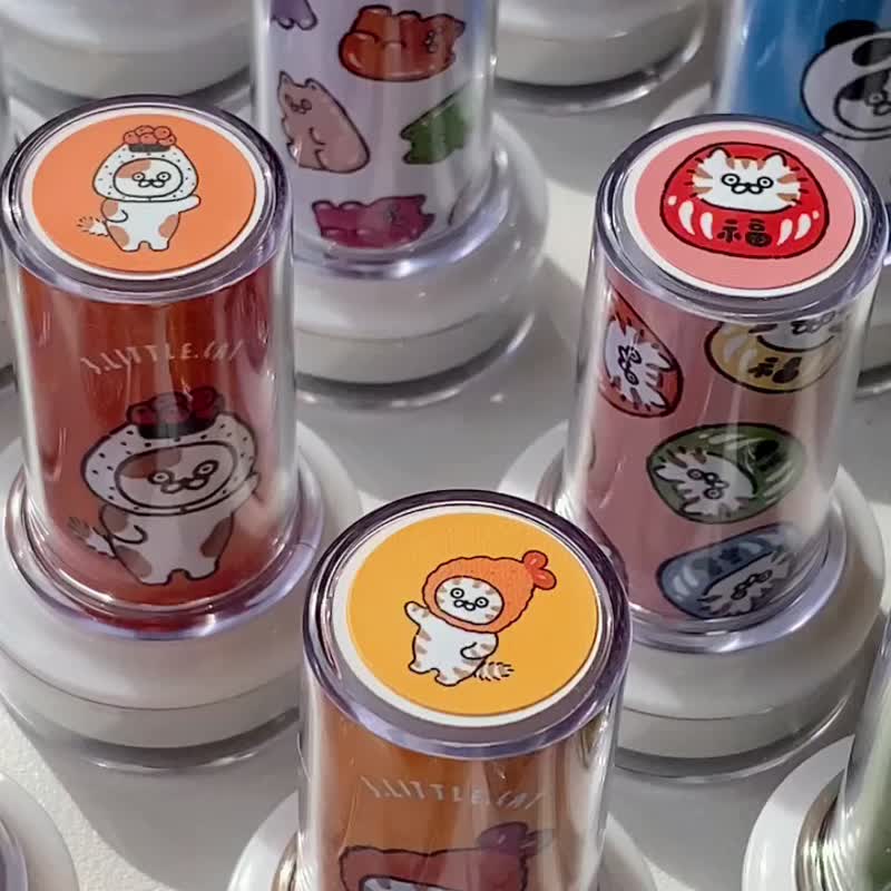 3小喵咪/光敏印章/附印油/共6款 - 印章/印台 - 其他材質 白色