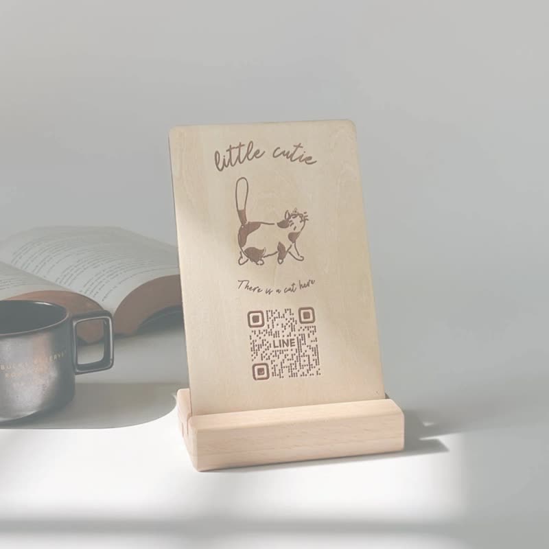 Custom Wooden Standee for Christmas Gifts, Store Decor, Promotional QR Code A5 Display Stand, Desktop Stand - อื่นๆ - ไม้ 