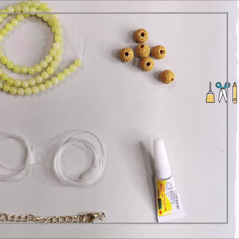 DIY Pack Peridot Beaded Aroma Rock Necklace plus Extender Tutorial Video - Metalsmithing/Accessories - Gemstone White