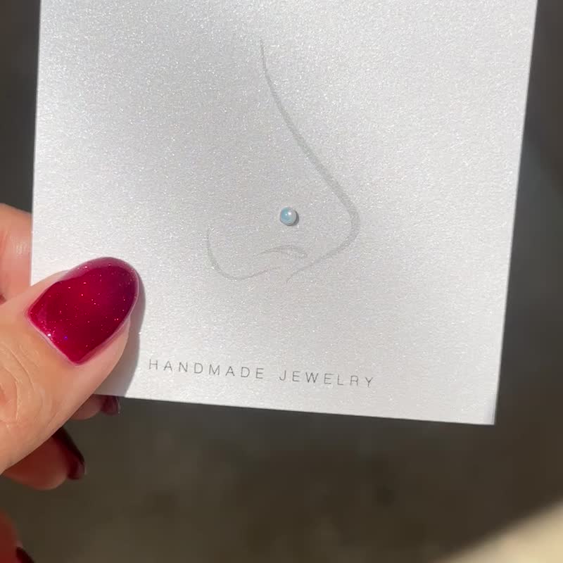 Pierced nose - baby blue hologram - Other - Stainless Steel 