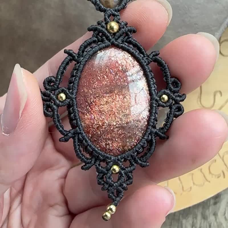 N1101 Ethnic style Wax thread braided Stone Bronze bead necklace (adjustable length) Ethnic style - สร้อยคอ - เครื่องเพชรพลอย สีเทา