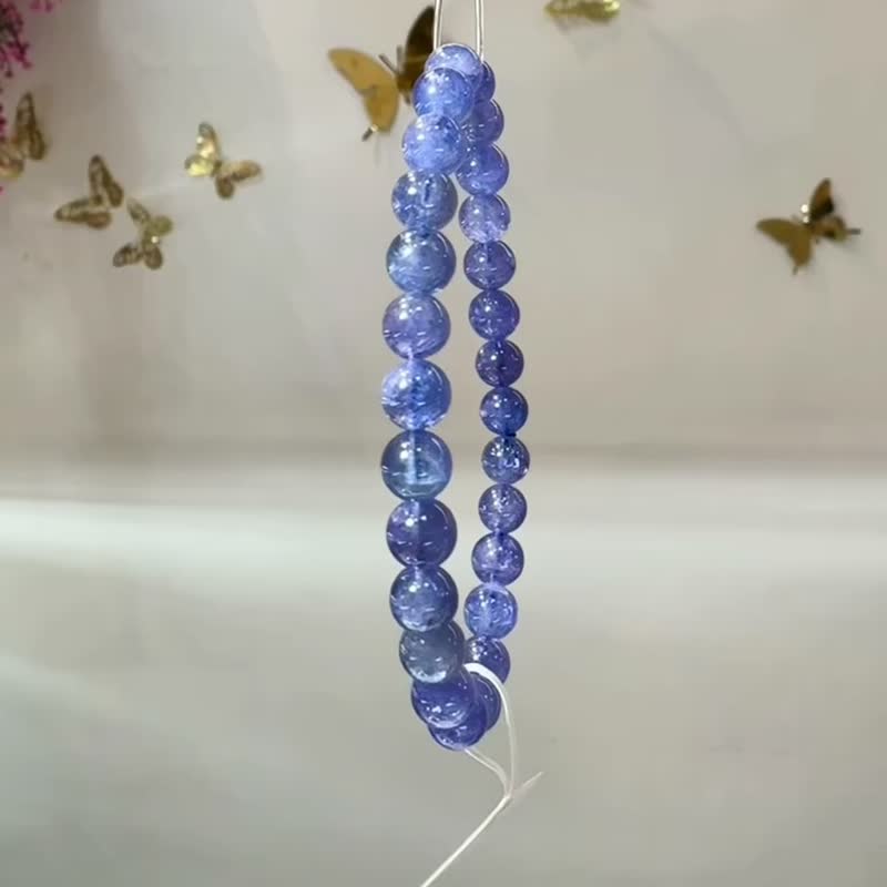 小精品透體濃色坦桑石丹泉石水晶提升專注力正能量旺人緣 - 手鍊/手環 - 水晶 藍色
