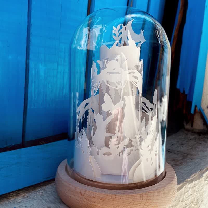 360 Panorama-Cat Forest Light and Shadow Paper Carving Light (led night light) - โคมไฟ - กระดาษ 