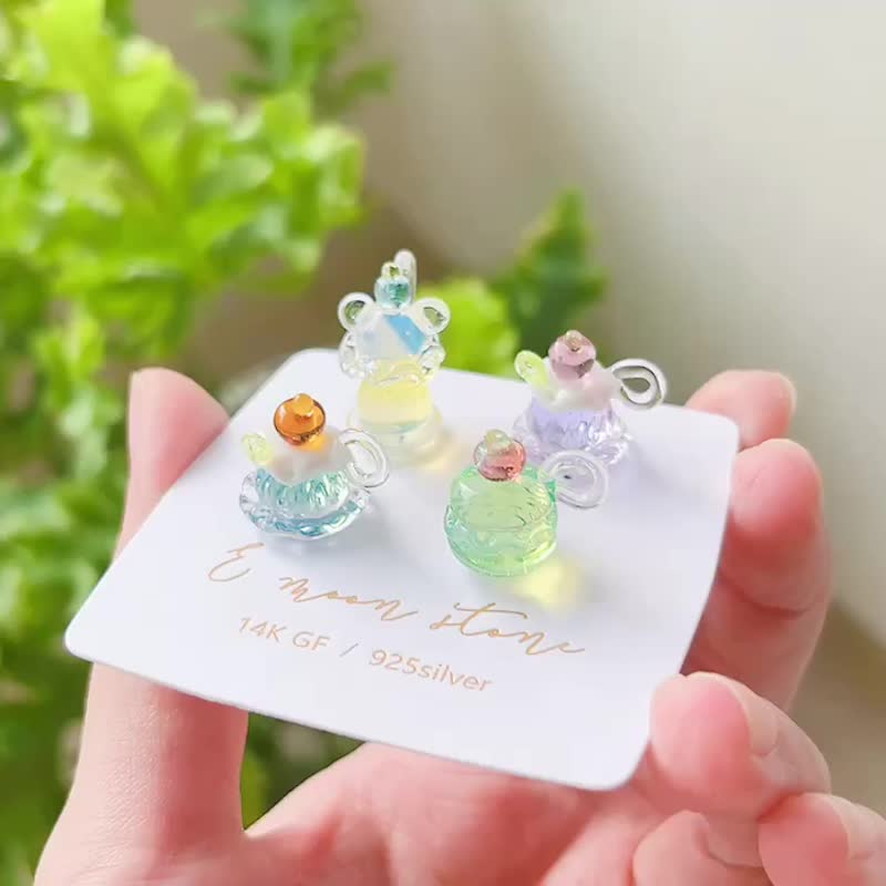 午茶時光 手工琉璃甜品蛋糕 14K 鎖骨鏈 - 項鍊 - 琉璃 多色