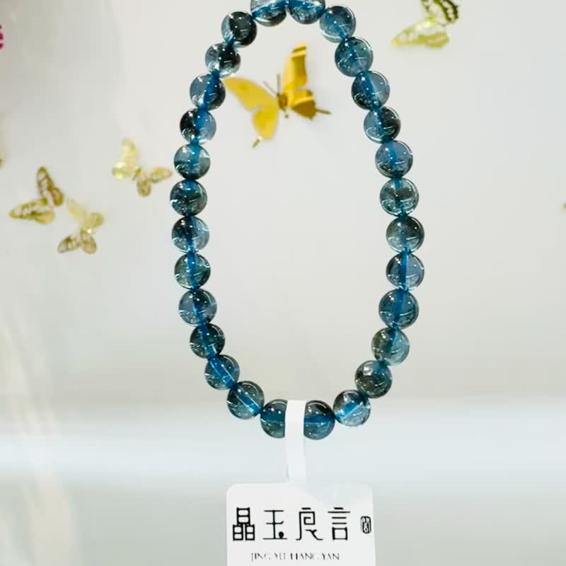 天然魔鬼海藍寶6mm10.03g金屬光澤冥想水晶首選釋放壓力店主自用 - 手鍊/手環 - 水晶 藍色