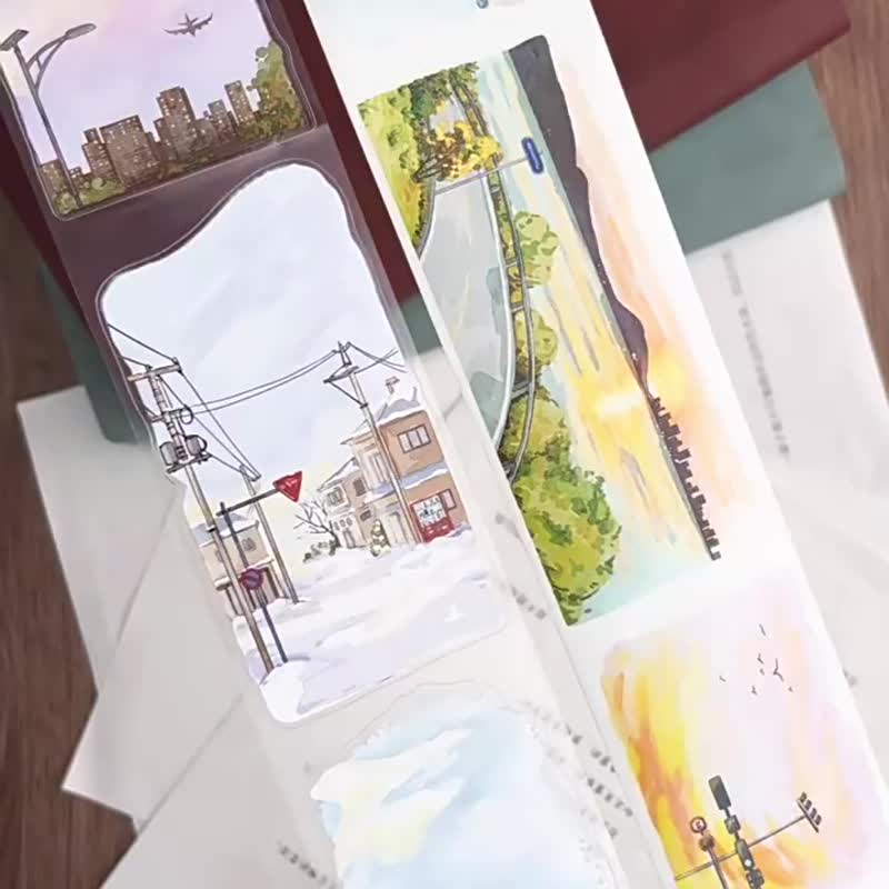 落日余暉 - PET&和紙マスキングテープ 夕焼けイラスト DIY手帳デコレーション素材 - マスキングテープ・PET テープ - 紙 多色