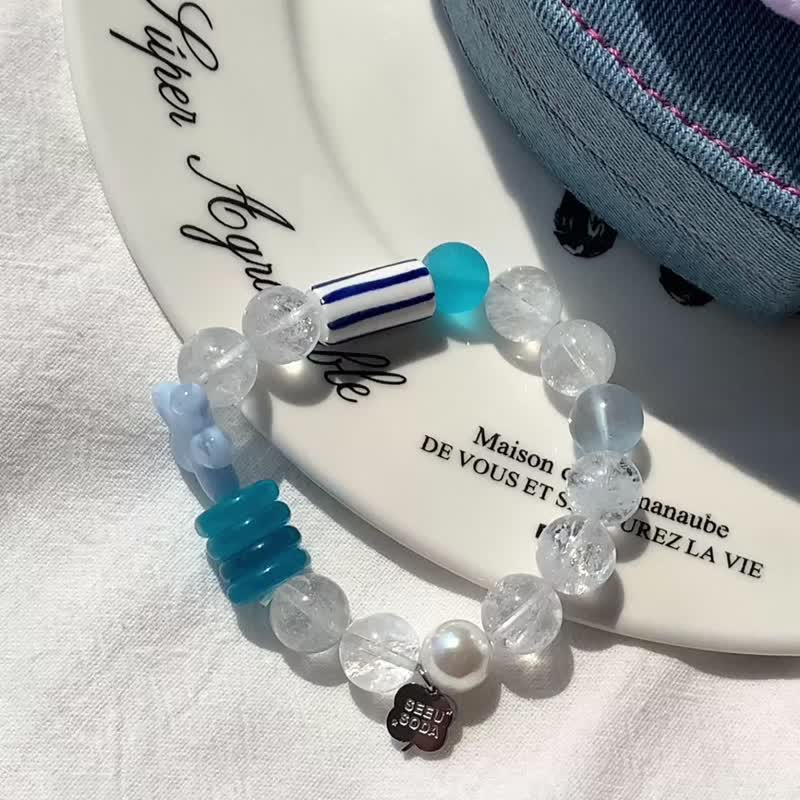 SEEUSODA原創生日禮物女友閨蜜禮物四葉草手鏈天然石手串水晶首飾 - 手鍊/手環 - 水晶 白色