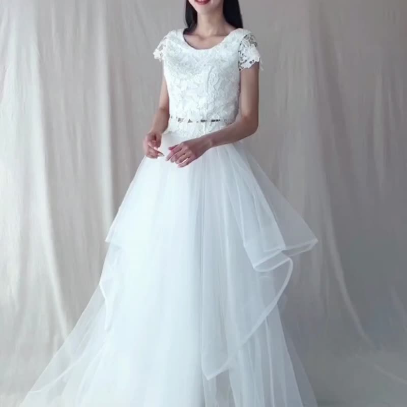 Bridal tulle layer skirt - กระโปรง - วัสดุอื่นๆ ขาว