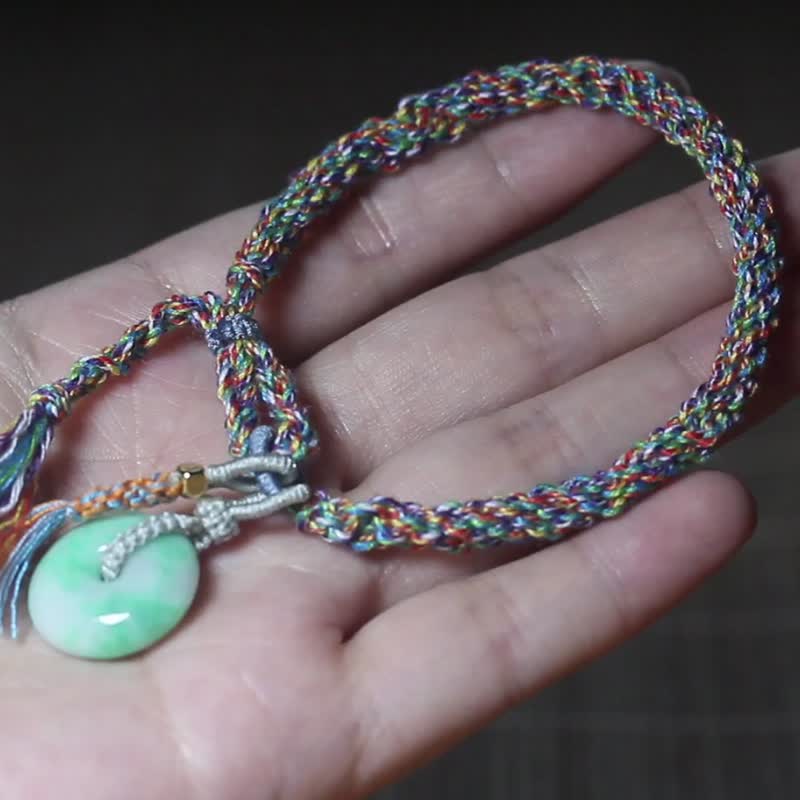 [Safety Bracelet] Natural A-grade jade/ethnic style bracelet/meaning safety and health/exorcism and blessing bracelet - Bracelets - Jade Green