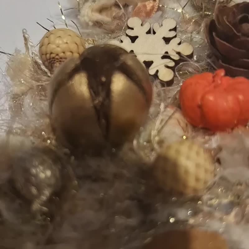 耶誕手工卡片 耶誕手混紗線慢慢果實耶誕樹卡片 聖誕花圈卡片 - 乾燥花/永生花 - 植物．花 多色