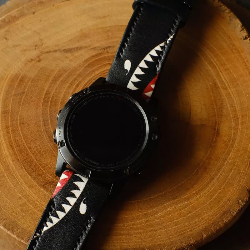 Garmin Quick Fit Strap Warhawk Black Design - Watchbands - Genuine Leather Black