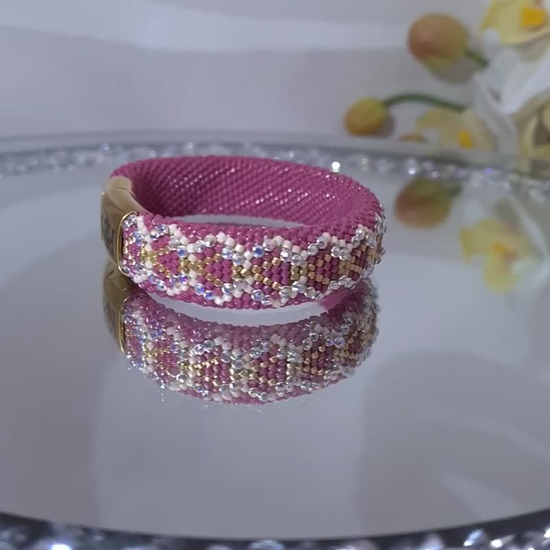 Rainbow Crystal Bracelet Crochet Bracelet For Women - 手鍊/手環 - 玻璃 多色
