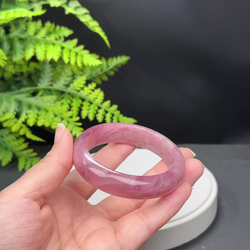 Unique Madagascar purple rose quartz bracelet 53MM old material ice-smooth purple rose quartz insight - Bracelets - Crystal Purple