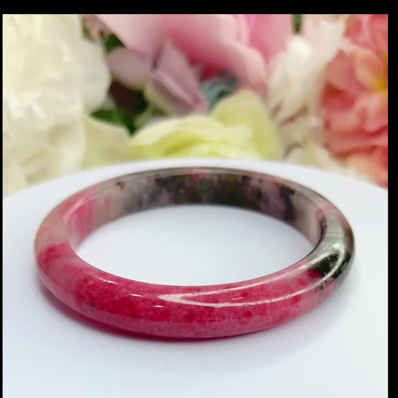 Super Beautiful Romantic Cherry Blossom Rain Rose Bracelet 59+MM Splashed Ink Rose Stone Peach Blossom Jade Bracelet Compassionate
