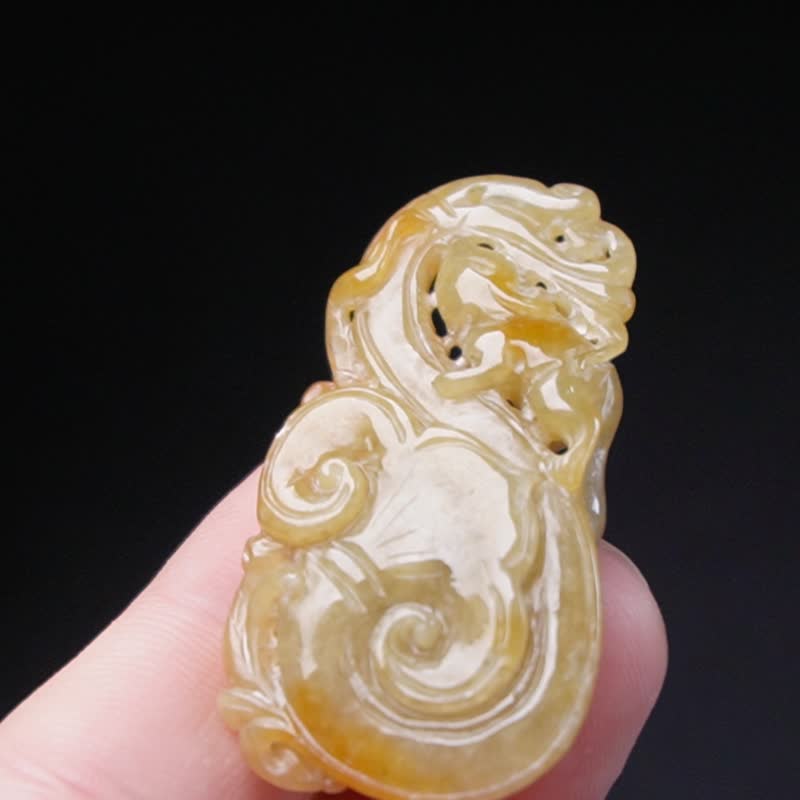 【事事如意】黃翡翡翠如意項鍊 | 天然緬甸玉翡翠A貨 | 送禮 - 項鍊 - 玉石 橘色