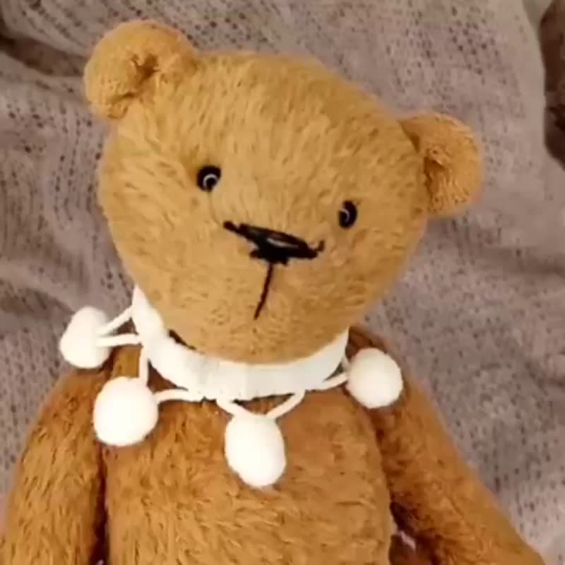 Artist teddy bear, Stuffed animal, Cute teddy bear with collar - 公仔/玩偶 - 其他材質 