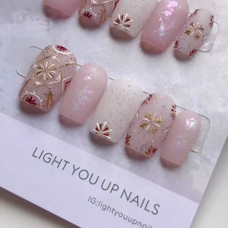 Pink sweet tile nails/wearable nails/customized nail patches NA87 - ยาทาเล็บ - วัสดุอื่นๆ สึชมพู