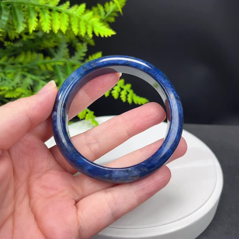 藍線石手鐲 57MM 漸變深藍白 女式手環 智慧洞察財運內心平靜和諧 - 手鍊/手環 - 半寶石 