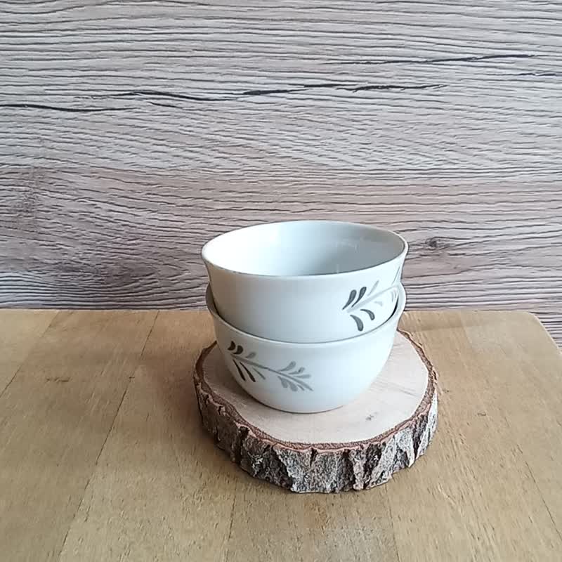 復古套裝 2 個陶瓷碗 40 毫升 從 70 年代 - 茶壺/茶杯/茶具 - 陶 白色